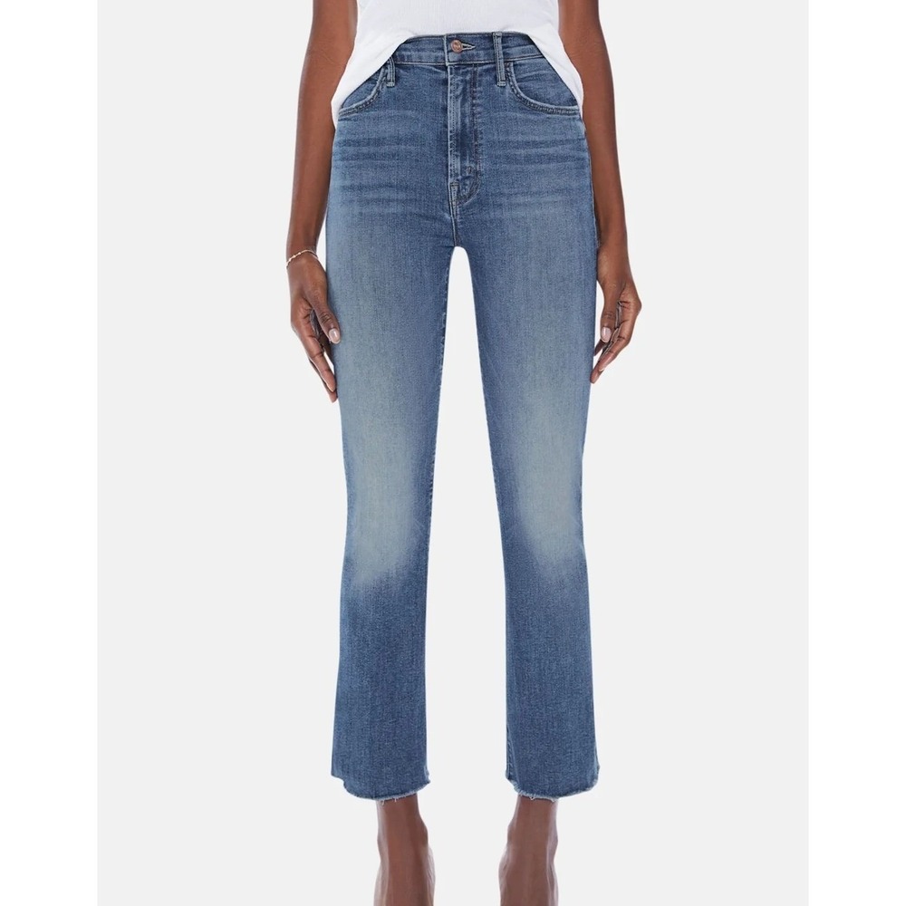 Mother Lil Hustler Ankle Fray Jeans Healing Jar Blue High Rise Size 30